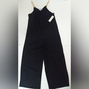 NWT Ladies Tash & Sophie Black Slip Jumpsuit W/Gold Straps Ankle Length Size S